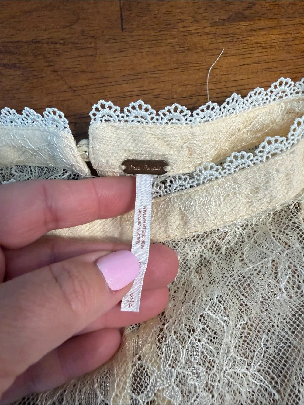 Free People Secret Admirer Lace Blouse Eggnog Mock Neck Puff Boho Victorian Sm